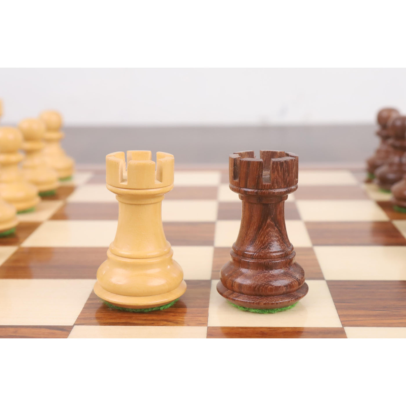 3.1" Russian Zagreb Minimalist Chessnut Air Sensor Compatible Set- Chess Pieces Only - Golden Rosewood & Boxwood