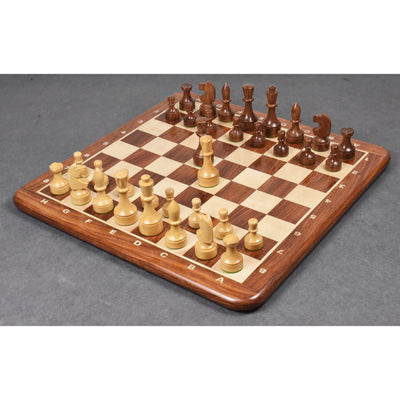 3.8" Bundesform German Staunton Chess set- Chess Pieces with Board and Box - Golden Rosewood