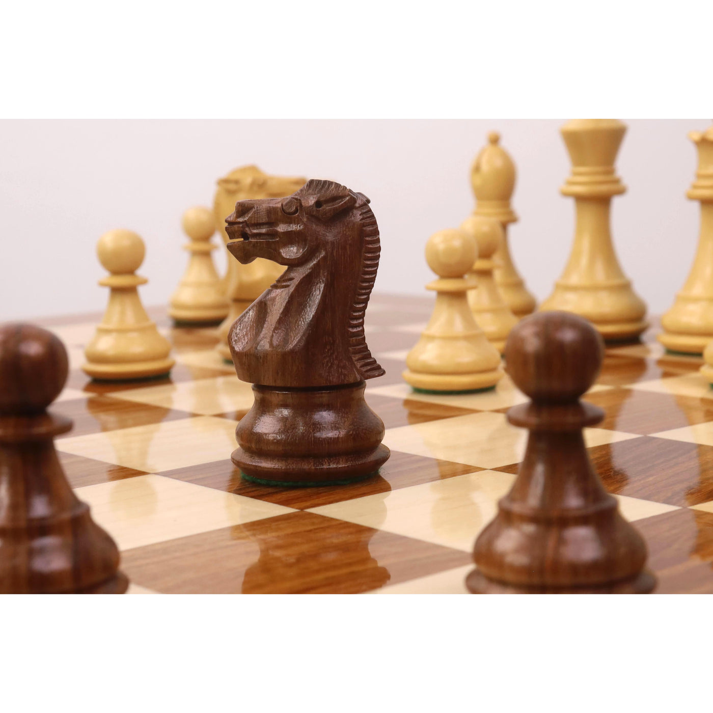 20" Monarch Series Chess Board Table with 3.6" Professional Staunton Chess Pieces - Golden Rosewood