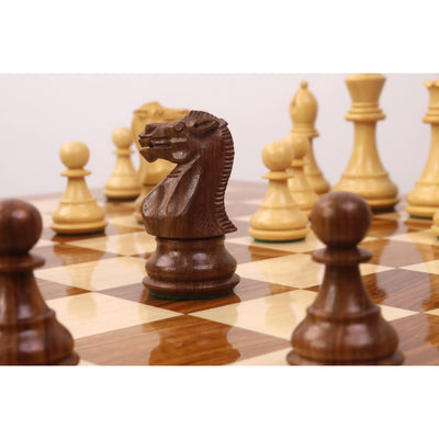 20" Monarch Series Chess Board Table with 3.6" Professional Staunton Chess Pieces - Golden Rosewood