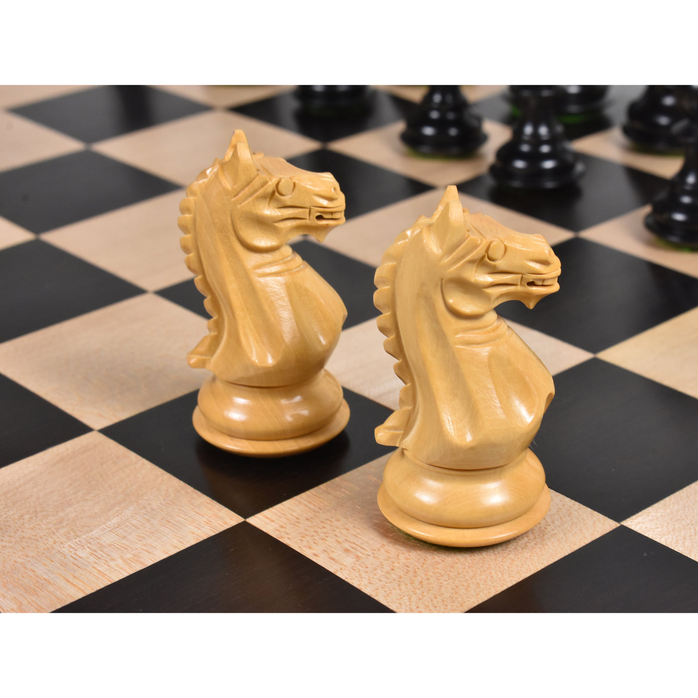 Fierce Knight Staunton Chess Set - Chess Pieces Only - Weighted Boxwood - 3.5" Extra Queens