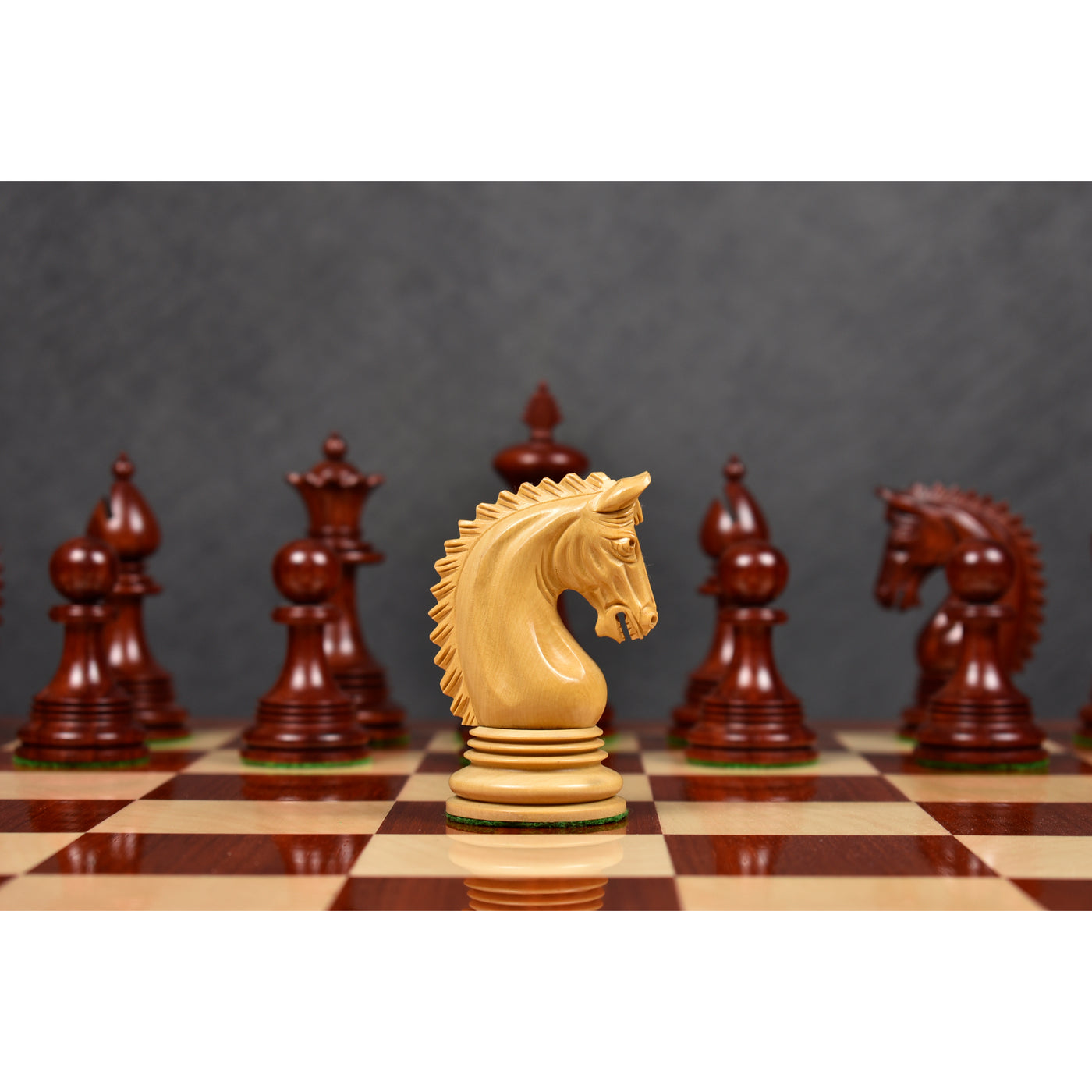 Combo of Luxury Augustus Staunton Chess Set - Pieces in Bud Rosewood with Chessboard and Storage Box