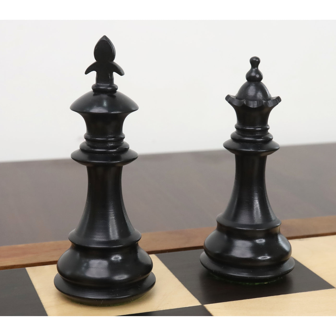 3.7" British Staunton Weighted Chess Set - Chess Pieces Only-  Ebonised Boxwood