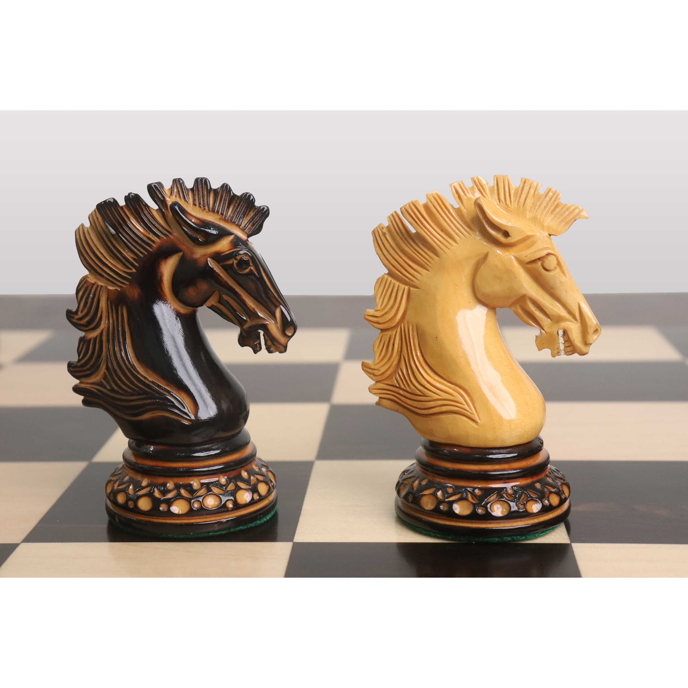 Slightly Imperfect Alexandria Luxury Staunton Burnt Carving Chess Set- Chess Pieces Only - Triple Weighted - Lacquered Boxwood