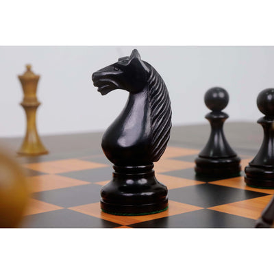 1935 Botvinnik Flohr-II Soviet Chess Pieces Only Set -Distress Antiqued Boxwood & Ebonised Boxwood- 4.4" King