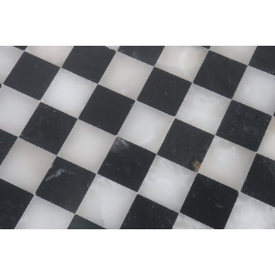 Onyx Marble Chess Pieces & Board Combo Set - 10" - Black and White Stone