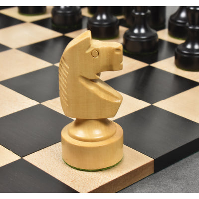 Bundesform German Staunton Alternative Chess Set - Chess Pieces Only- Ebonised Boxwood - 3.8"