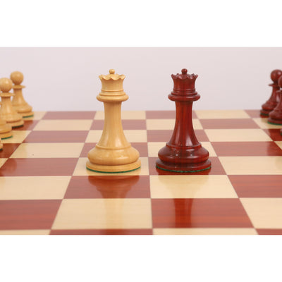 Combo of 1849 Jacques Cook Staunton Chess Pieces - Bud Rosewood with 21" Board and Storage Box