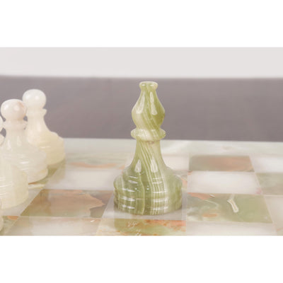 Onyx Marble & Stone Chess Pieces & Board Combo Set - 15" - Handcrafted Chess Set