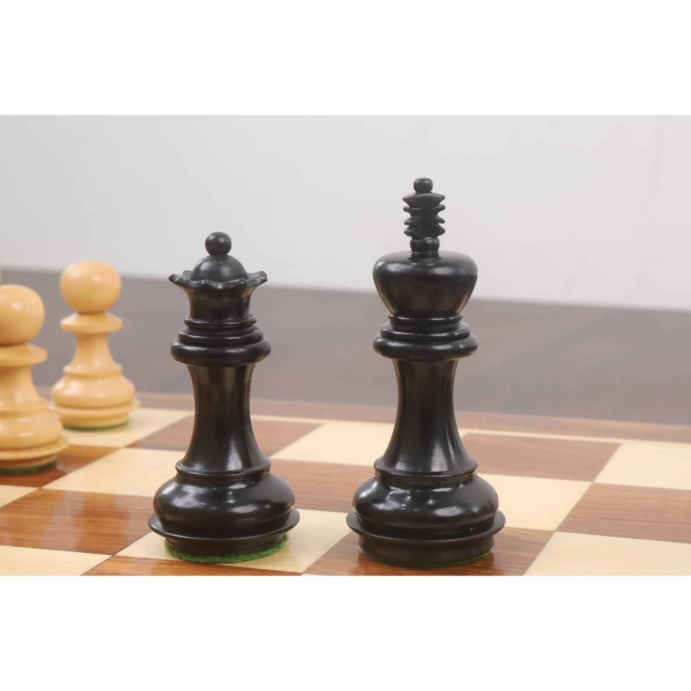 Slightly Imperfect 3.2" Laughing Knight Staunton Chess Set- Chess Pieces Only - Weighted Ebonised Boxwood