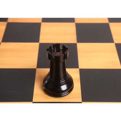 3.9" Lessing Staunton Chess Set - Pieces only - Natural Ebony Wood & Antiqued Lacquered Boxwood