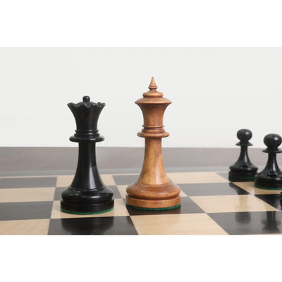 1900s' American Chess Company Reproduction Chess Set - Chess Pieces Only - Antiqued & Ebonised Boxwood - 3.9" King