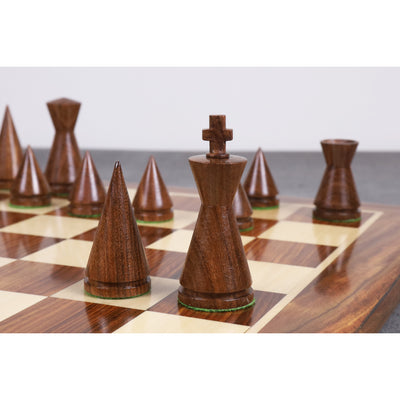 3" Russian Poni Minimalist Chessnut Air Sensor Compatible Set- Chess Pieces Only - Golden Rosewood & Boxwood