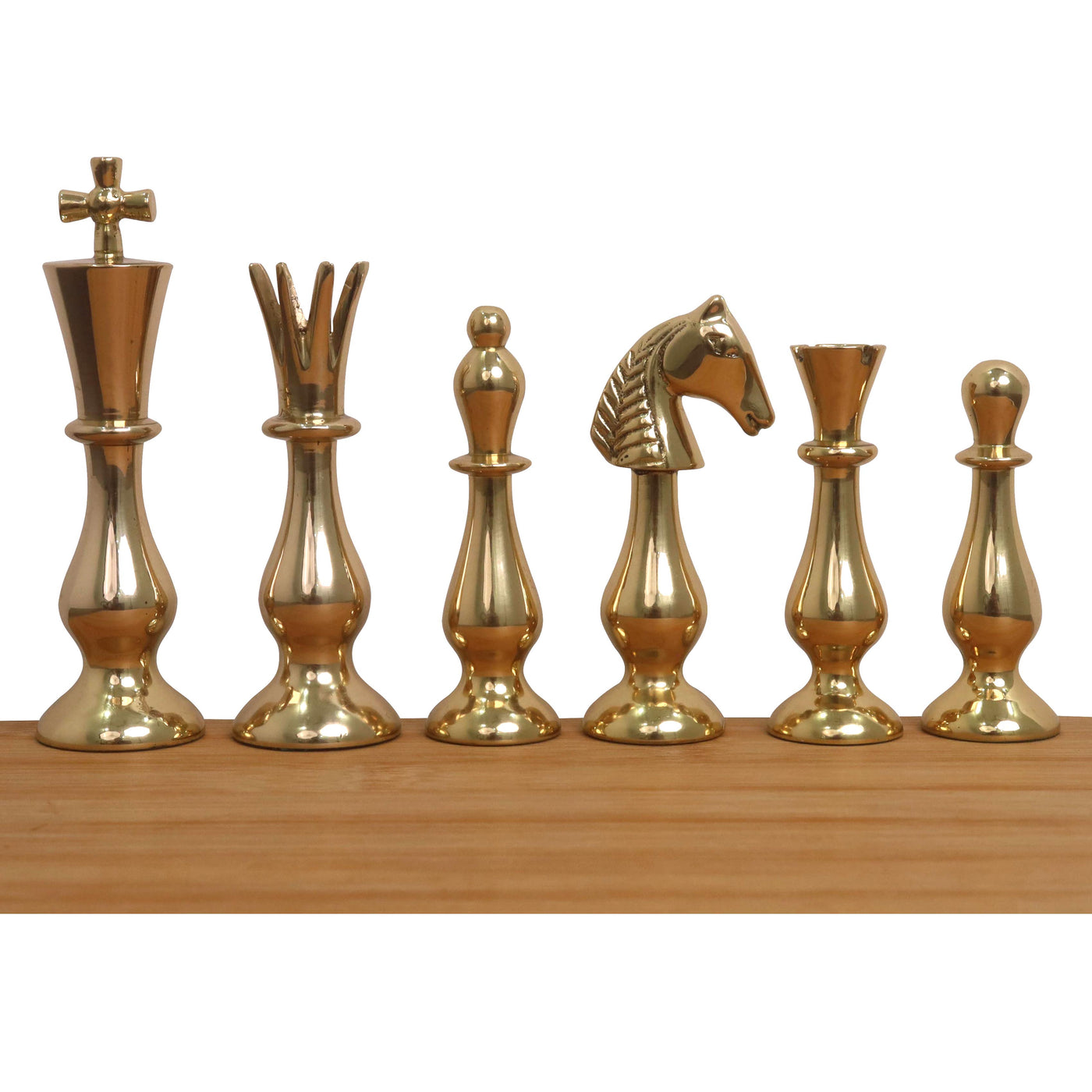 17" Minimalist Brass Metal Luxury Chess Pieces, Board and Table Set - 21" Height