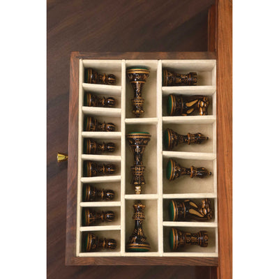 Combo of 20” Legacy Golden Rosewood Chess Board with 4” Professional Staunton Pieces (Gloss Finish)