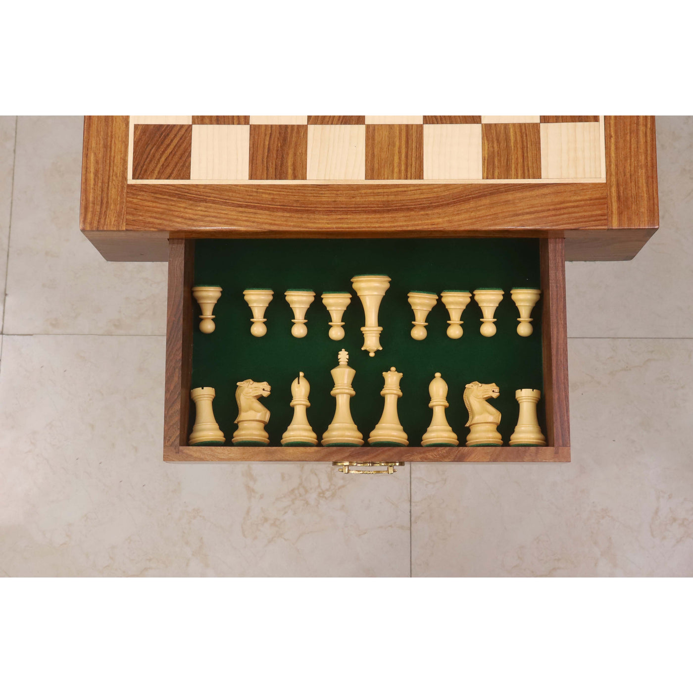 20" Monarch Series Chess Board Table with 3.6" Professional Staunton Chess Pieces - Golden Rosewood