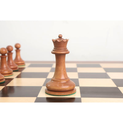 Combo of 1849 Cooke Type Staunton Chess Set - Pieces in Ebony Wood & Antiqued Boxwood with Board and Box