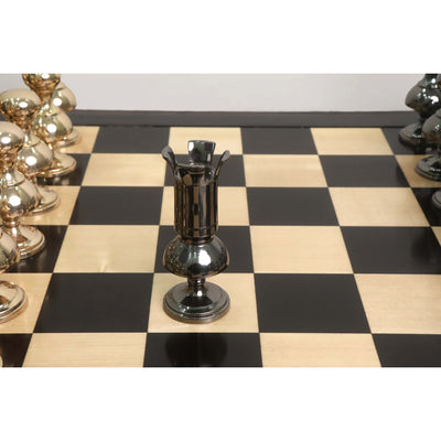 6” Giant Victorian Series Brass Metal Luxury Chess Set - Pieces Only - Metallic Gold & Grey