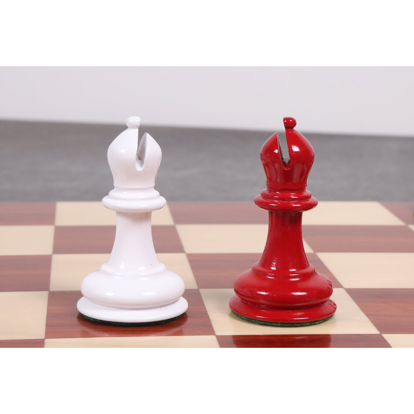 Slightly Imperfect 1849 Jacques Cook Staunton Collectors Chess Set- Chess Pieces Only - Red & White - 3.75"