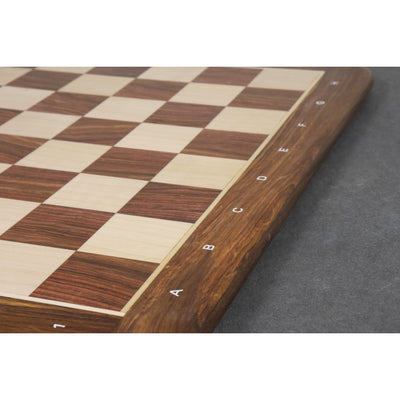 Slightly Imperfect 21" Large Chess board - Golden Rosewood & Maple - 55 mm Square- Algebraic Notations