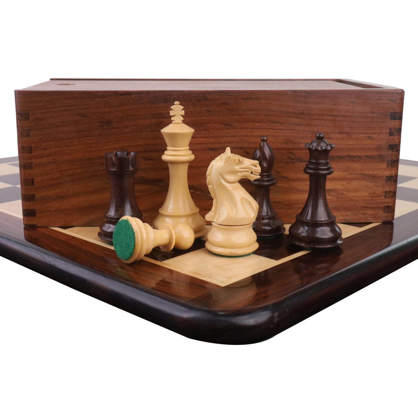 4" Fierce Knight Staunton Chess Set - Chess Pieces Only - Weighted Rosewood