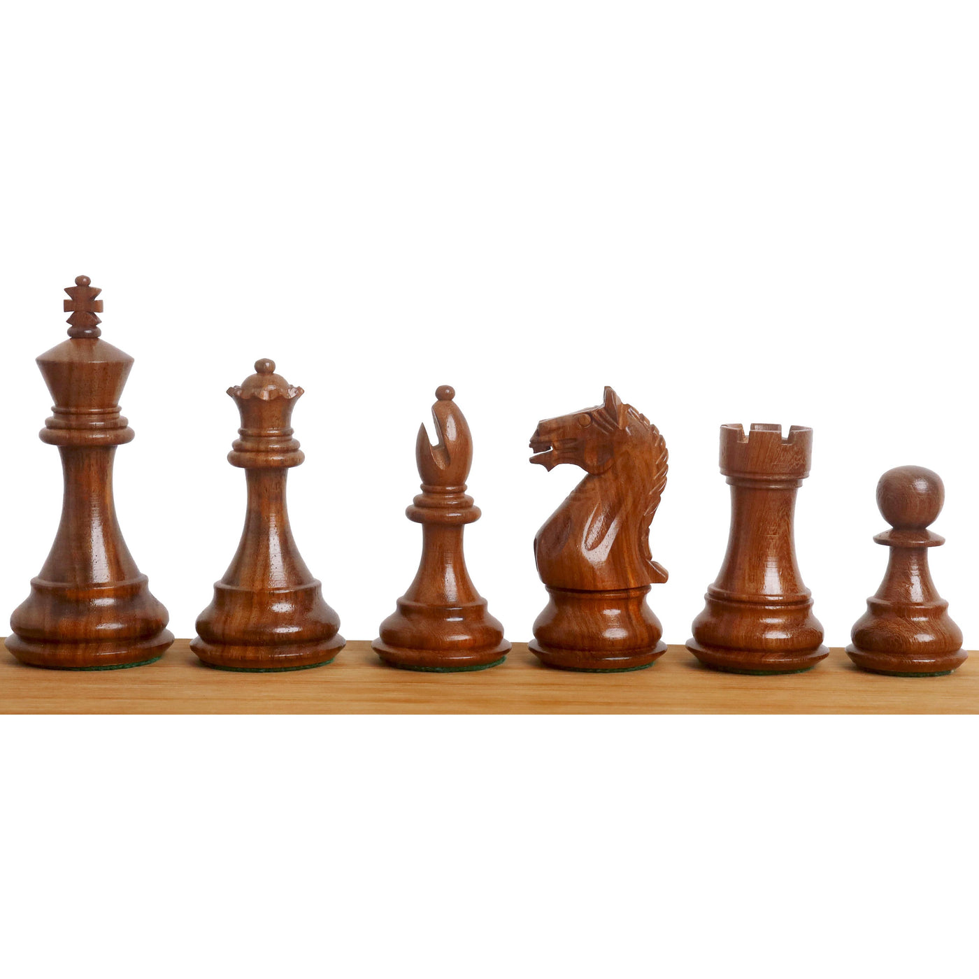4" Fierce Knight Staunton Chess Set - Chess Pieces Only - Golden Rosewood & Boxwood