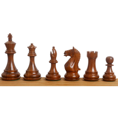 4" Fierce Knight Staunton Chess Set - Chess Pieces Only - Golden Rosewood & Boxwood