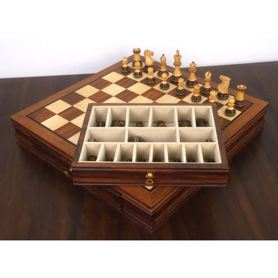Combo of 20” Legacy Golden Rosewood Chess Board with 4” Professional Staunton Pieces (Gloss Finish)