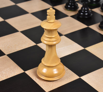 Combo of 3.5" Fierce Knight Staunton Chess Set - Pieces in Ebonised Boxwood with Chess Board & Storage Box