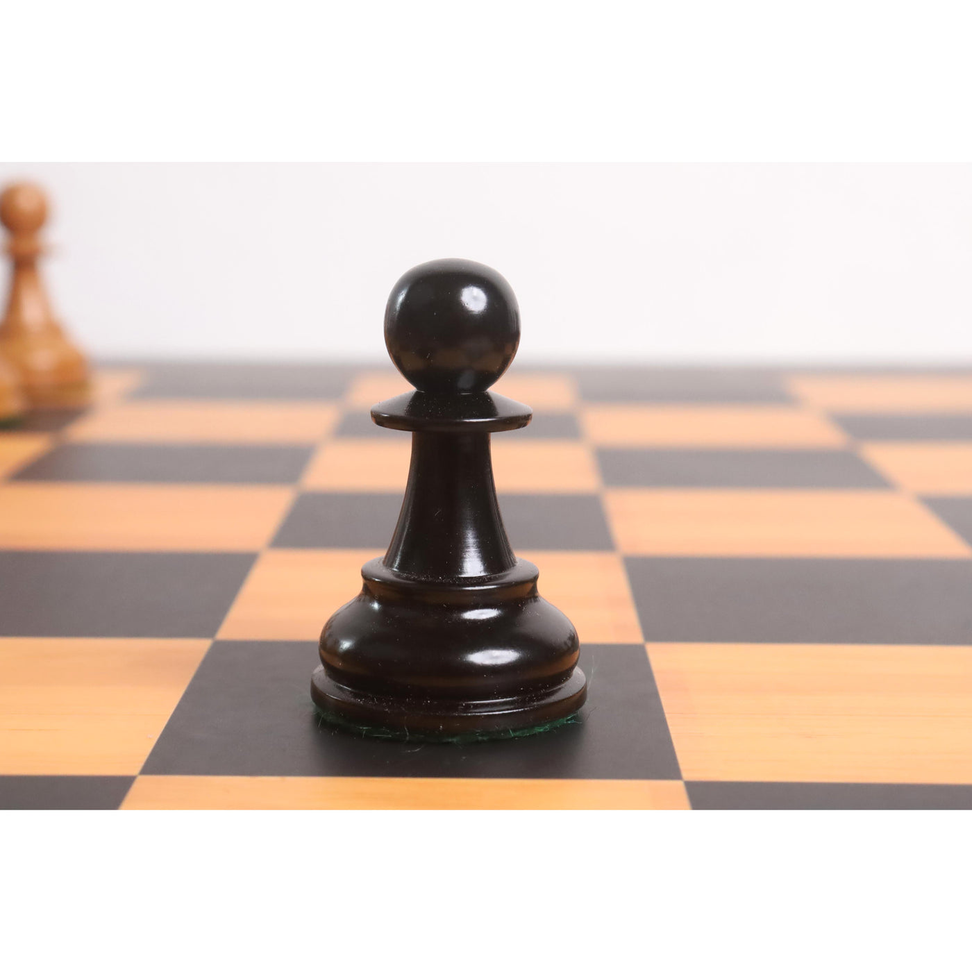 3.9" Lessing Staunton Chess Set - Pieces only - Natural Ebony Wood & Antiqued Lacquered Boxwood