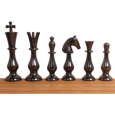 17" Minimalist Brass Metal Luxury Chess Pieces, Board and Table Set - 21" Height