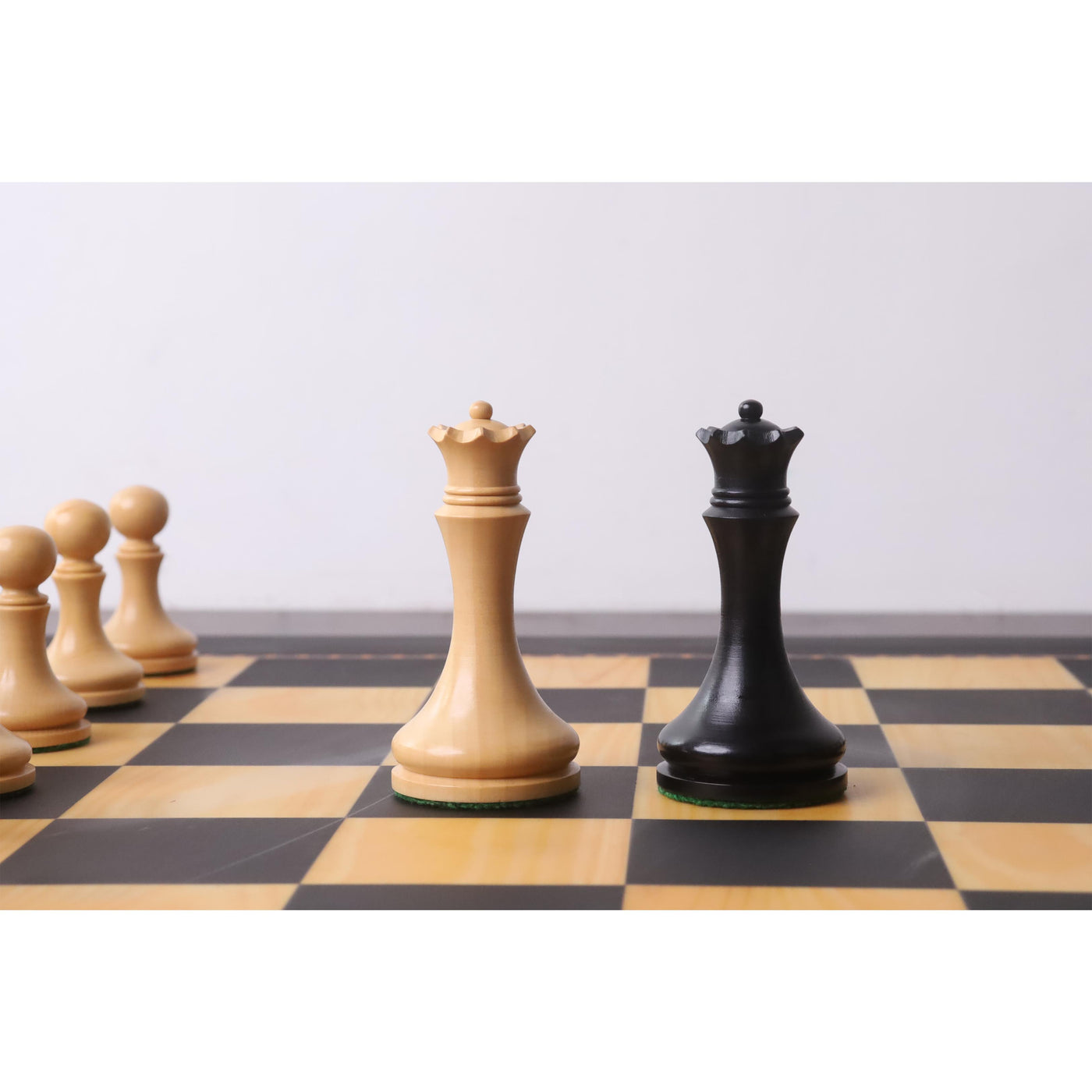 3.9" Zadar Series Modern Minimalist Chess Set- Chess Pieces Only- Weighted Ebonised Boxwood