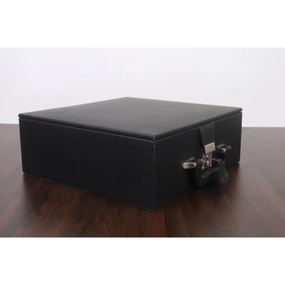 Combo of Chamfered Base Staunton Chess Set - Pieces in Ebony Wood with Board and Box