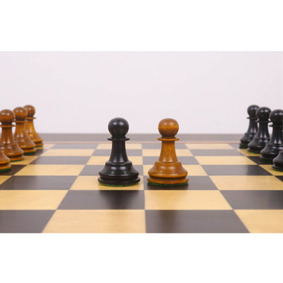 Slightly Imperfect 3.6" Golden Castle Craftsman Reproduction Chess Set - Chess Pieces Only - Antiqued & Ebonised Boxwood