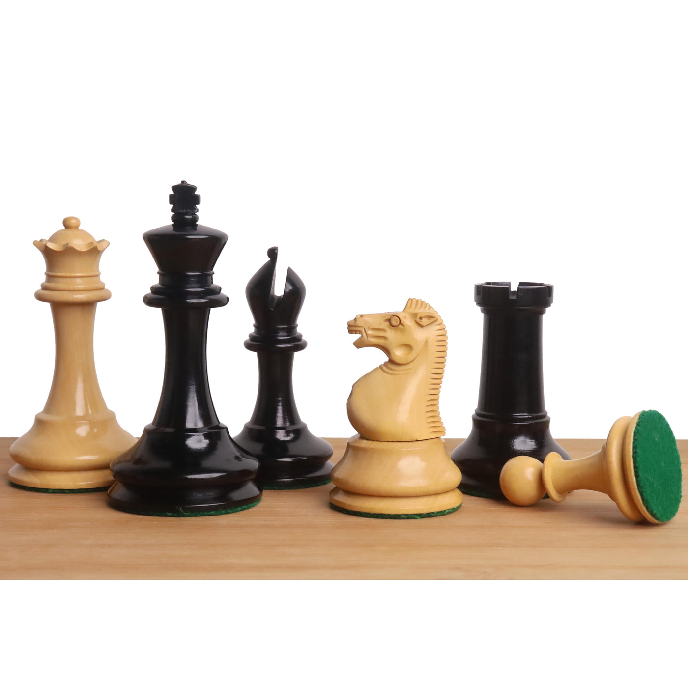 3.5" Circa 1856 Anderssen Drop Jaw Staunton Chess Set - Chess Pieces Only - Ebony & Boxwood