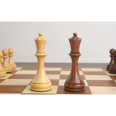 Combo of 1935 Botvinnik Flohr-II Soviet Chess Set - Pieces in Golden Rosewood with Board and Box