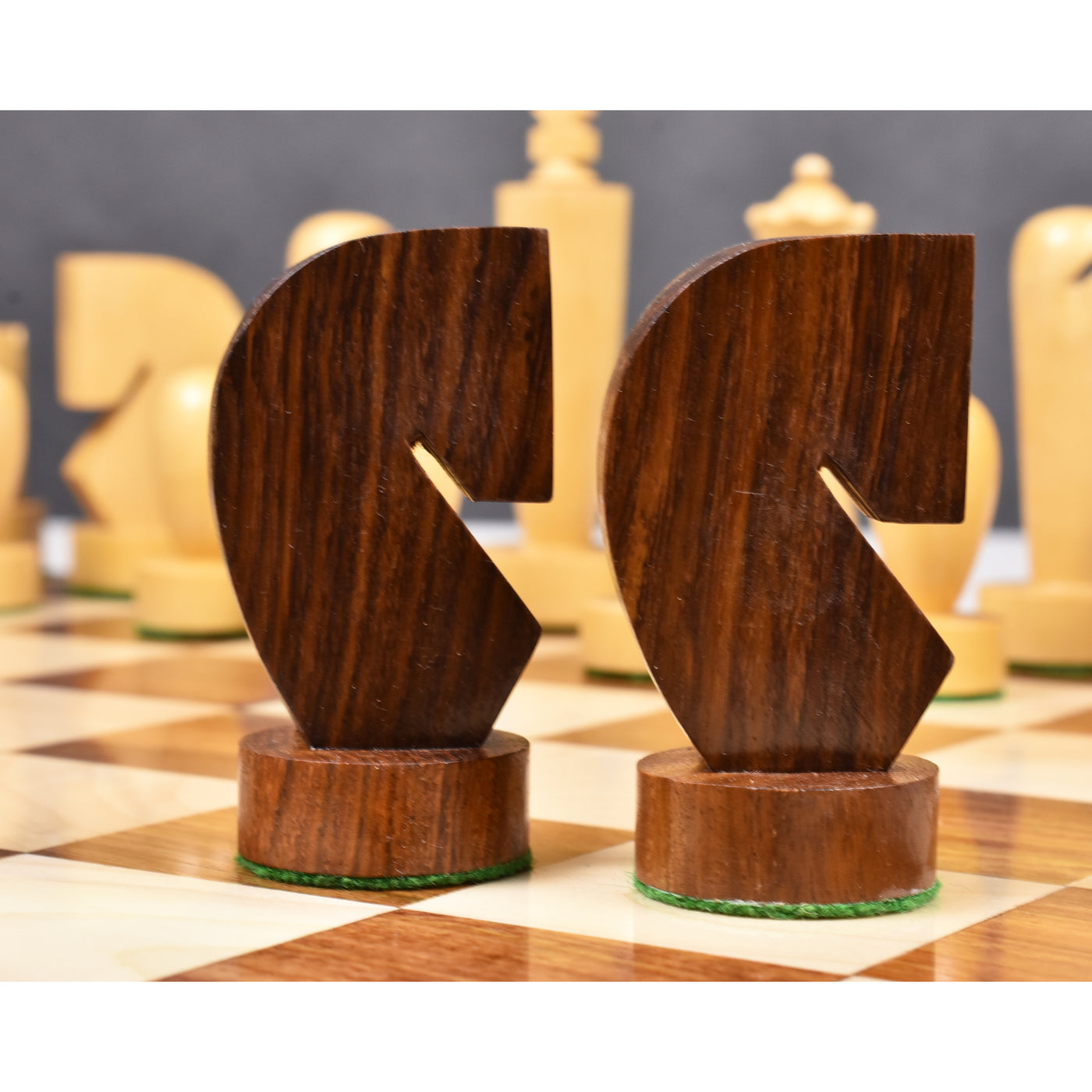 3.9" Minimalist Berliner Combo Chess set-Chess pieces with board and box - Golden Rosewood