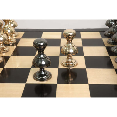 6” Giant Victorian Series Brass Metal Luxury Chess Set - Pieces Only - Metallic Gold & Grey