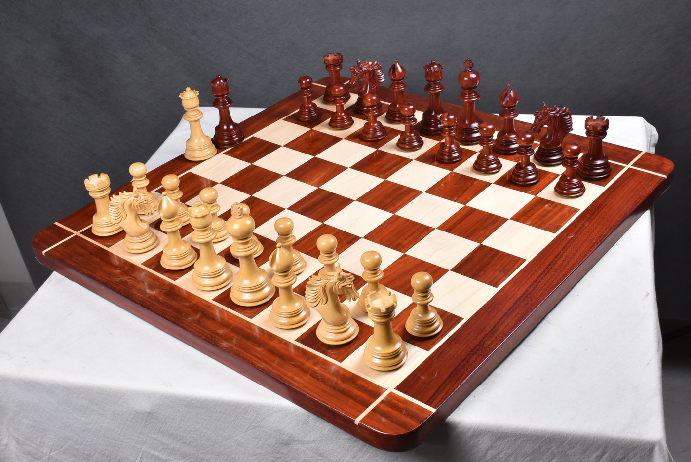 Combo of 4.6" Arthur Luxury Staunton Chess Set - Pieces in Bud Rosewood with Board and Box