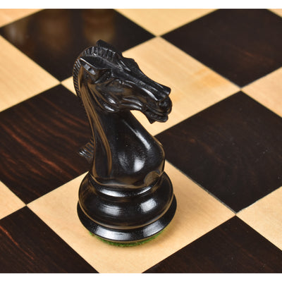 Combo of Chamfered Base Staunton Chess Set - Pieces in Ebony Wood with Board and Box