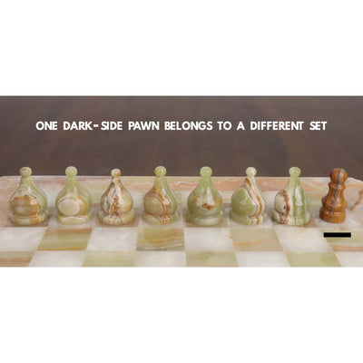 Slightly Imperfect Onyx Marble & Stone Chess Pieces & Board Combo Set - 15" - Handcrafted Chess Set
