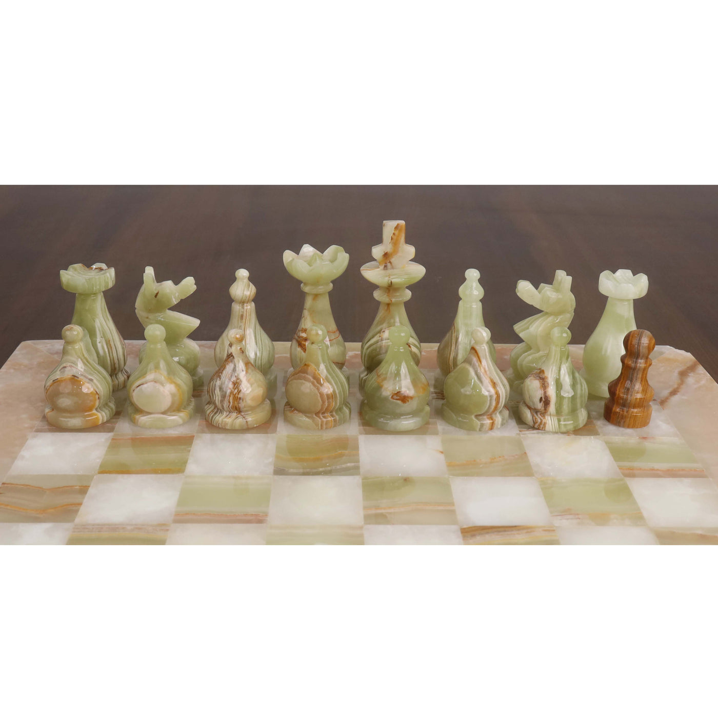 Slightly Imperfect Onyx Marble & Stone Chess Pieces & Board Combo Set - 15" - Handcrafted Chess Set