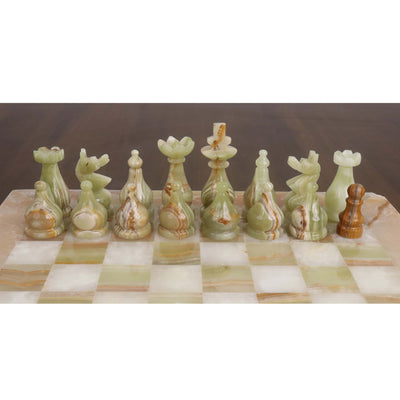 Slightly Imperfect Onyx Marble & Stone Chess Pieces & Board Combo Set - 15" - Handcrafted Chess Set