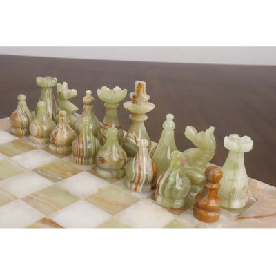 Slightly Imperfect Onyx Marble & Stone Chess Pieces & Board Combo Set - 15" - Handcrafted Chess Set