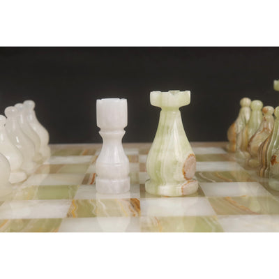 Slightly Imperfect Onyx Marble & Stone Chess Pieces & Board Combo Set - 15" - Handcrafted Chess Set