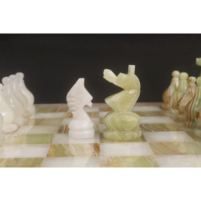 Slightly Imperfect Onyx Marble & Stone Chess Pieces & Board Combo Set - 15" - Handcrafted Chess Set
