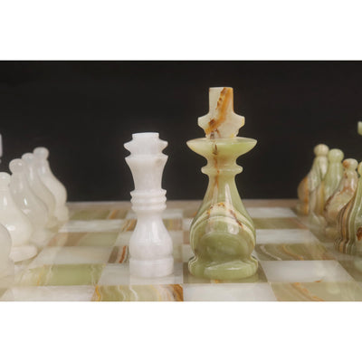 Slightly Imperfect Onyx Marble & Stone Chess Pieces & Board Combo Set - 15" - Handcrafted Chess Set
