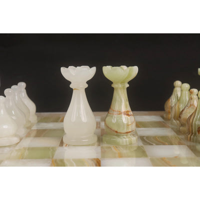 Slightly Imperfect Onyx Marble & Stone Chess Pieces & Board Combo Set - 15" - Handcrafted Chess Set
