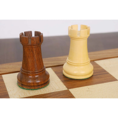 Combo of 4" Leningrad Staunton Chess Set - Pieces in Golden Rosewood with Board and Box