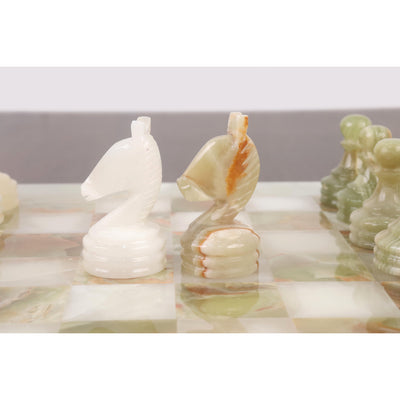 Onyx Marble & Stone Chess Pieces & Board Combo Set - 15" - Handcrafted Chess Set